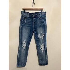 Judy Blue Size 15/32 Boyfriend Fit Jeans Distressed Denim Comfort Stretch Pants